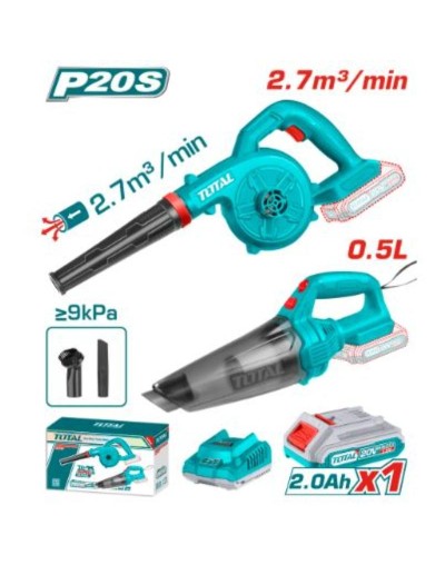 COMBO INALAMBRICO 20V SOPLADORA INALAMBRICA + ASPIRADORA DE MANO 0,5L INCLUYE 1 BATERIA 2.0AH SUPER TOTAL