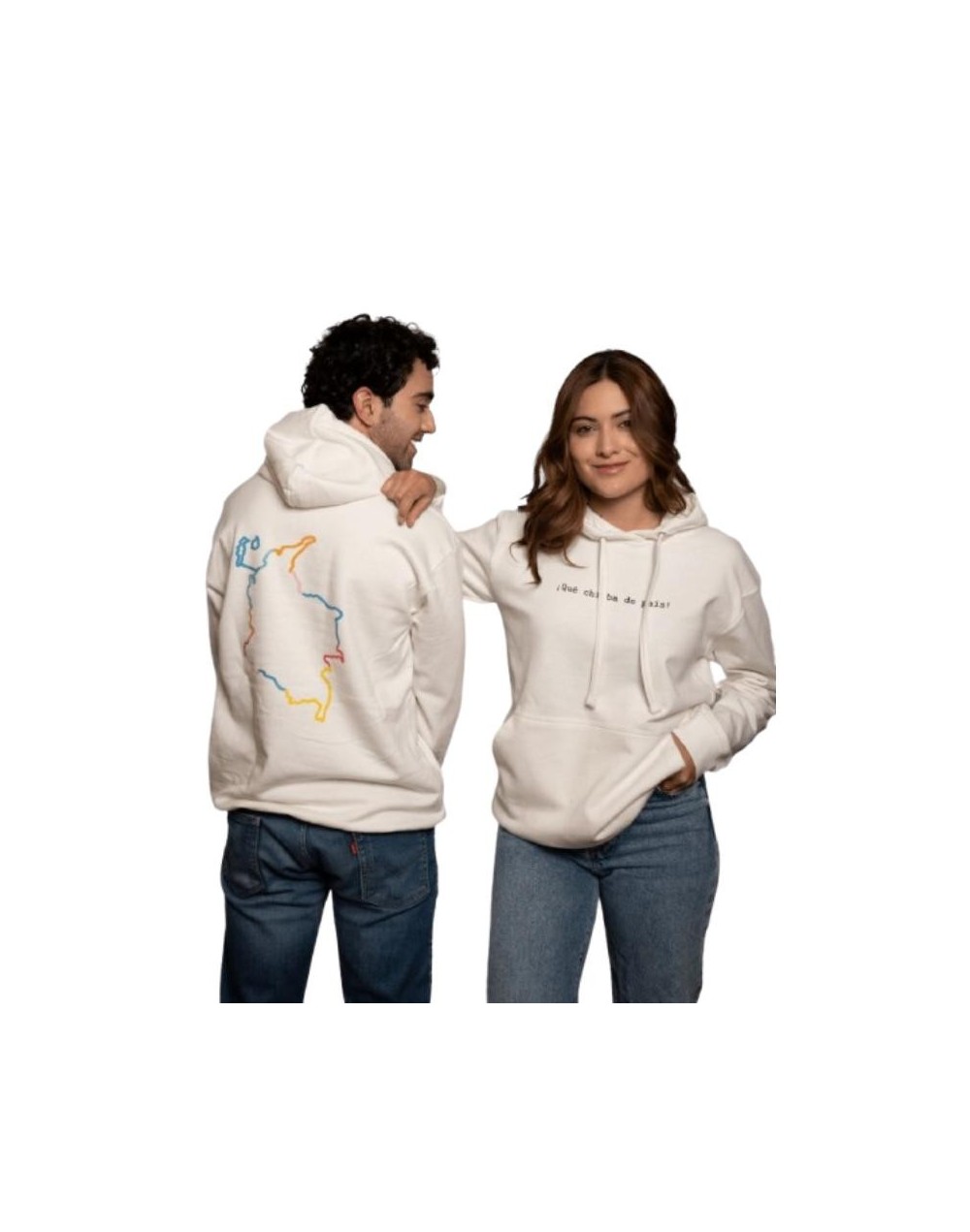 Hoodie Colombia estampado marfil Kowu