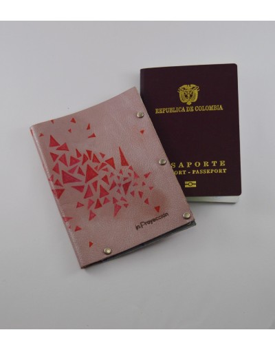Portapasaporte Rosa triangulos