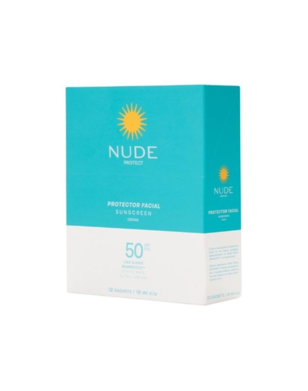 NUDE PROTECTOR FACIAL SUNSCREEN 50 SPF USO DIARIO 12 SACHET