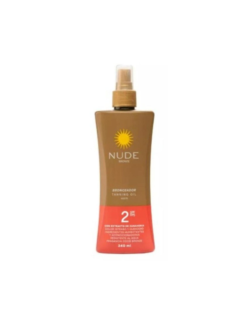 NUDE BRONCEADOR TANNING OIL CON EXTRACTO DE ZANAHORIA 240ML