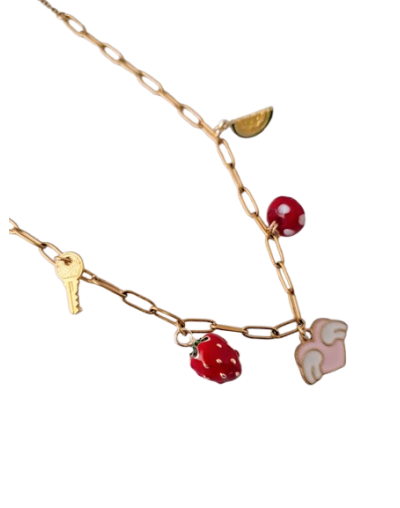 Cadena Dorada de Charms Cornalina – Edición Encanto