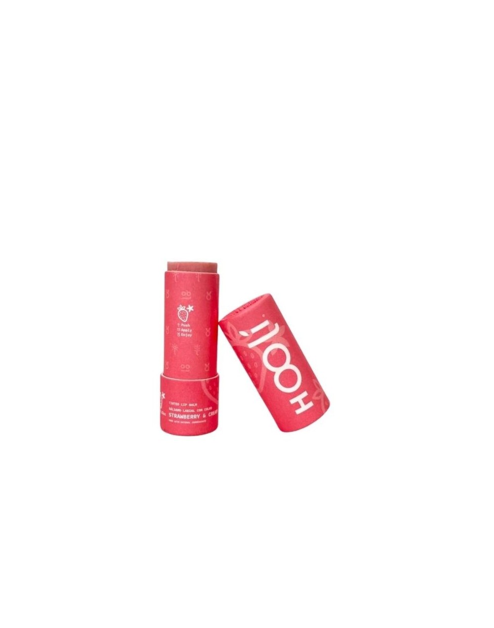Bálsamo Labial 100% Natural con Color Fresa Hooli