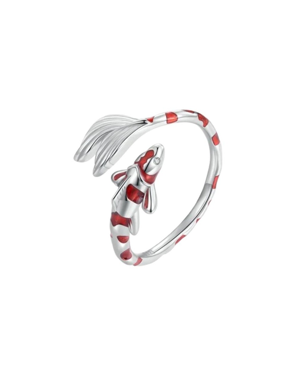 Danmei Anillo Pez Koi Plateado