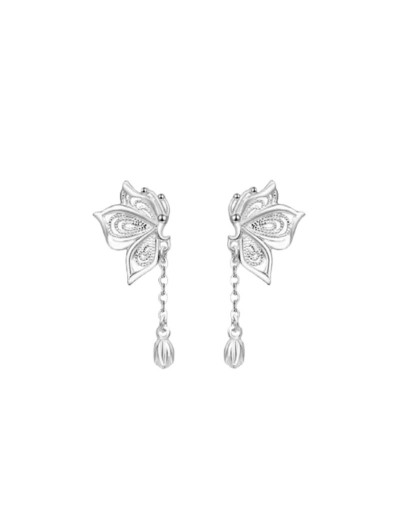 Danmei Aretes Mariposa Ala plateada