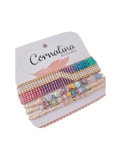 Set de Pulsera tejida Celeste