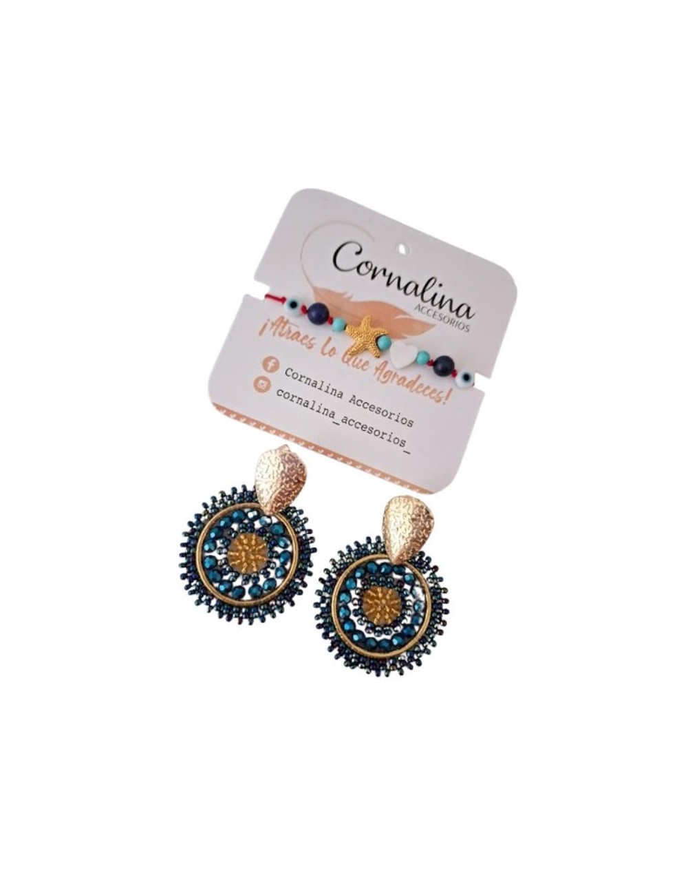 Set de Aretes y Pulsera Protección, Sabiduría y Amor