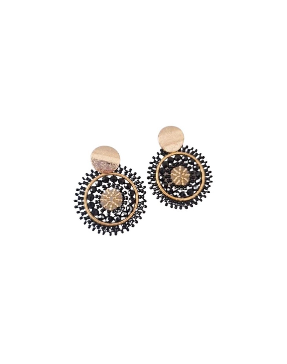 Set Aretes tejidos y pulsera Cuarzo Rosa Corazón Intenso