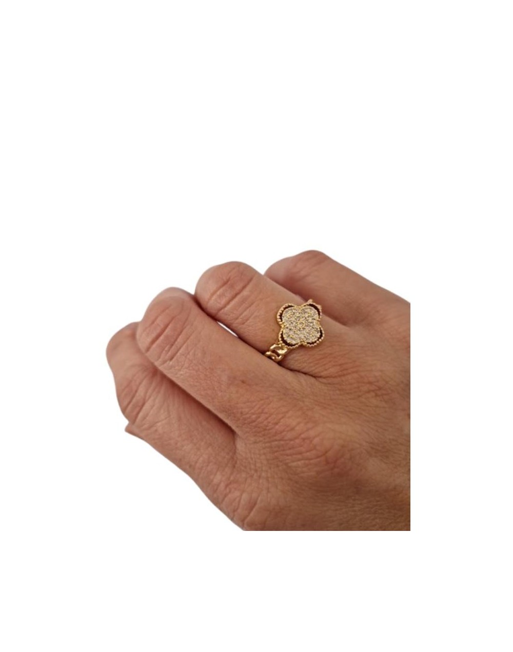 Anillo Ajustable Trébol Dorado – Suerte con Estilo