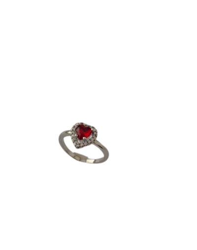 Anillo Corazón con Brillo– Ajustable y Baño en Plata