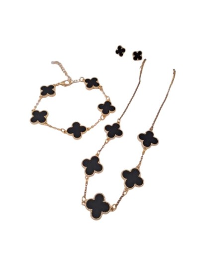 Set Trébol de la Suerte – Cadena, Pulsera y Topitos en Acero