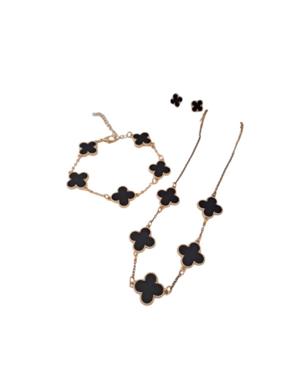 Set Trébol de la Suerte – Cadena, Pulsera y Topitos en Acero