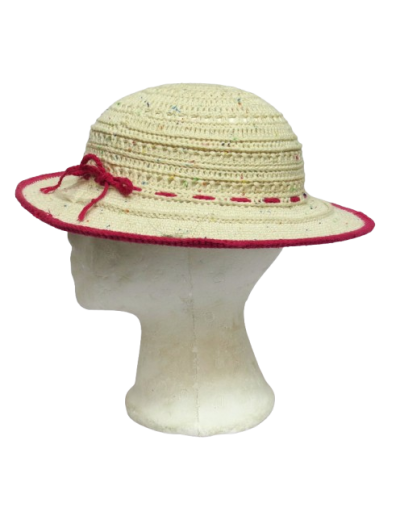 SOMBRERO CRUDO CON BORDE ROSADO