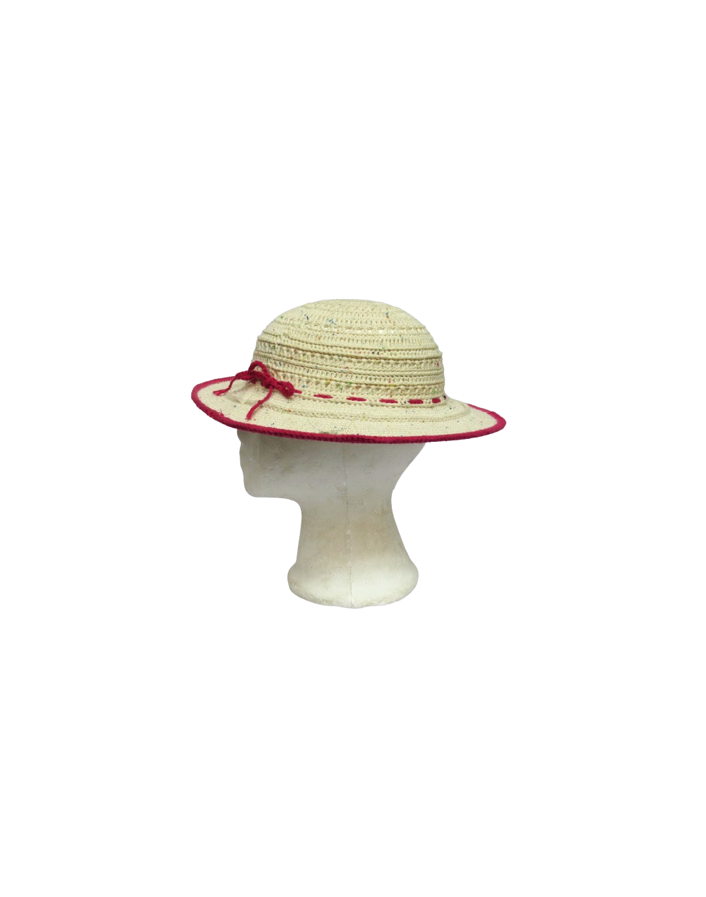 SOMBRERO CRUDO CON BORDE ROSADO