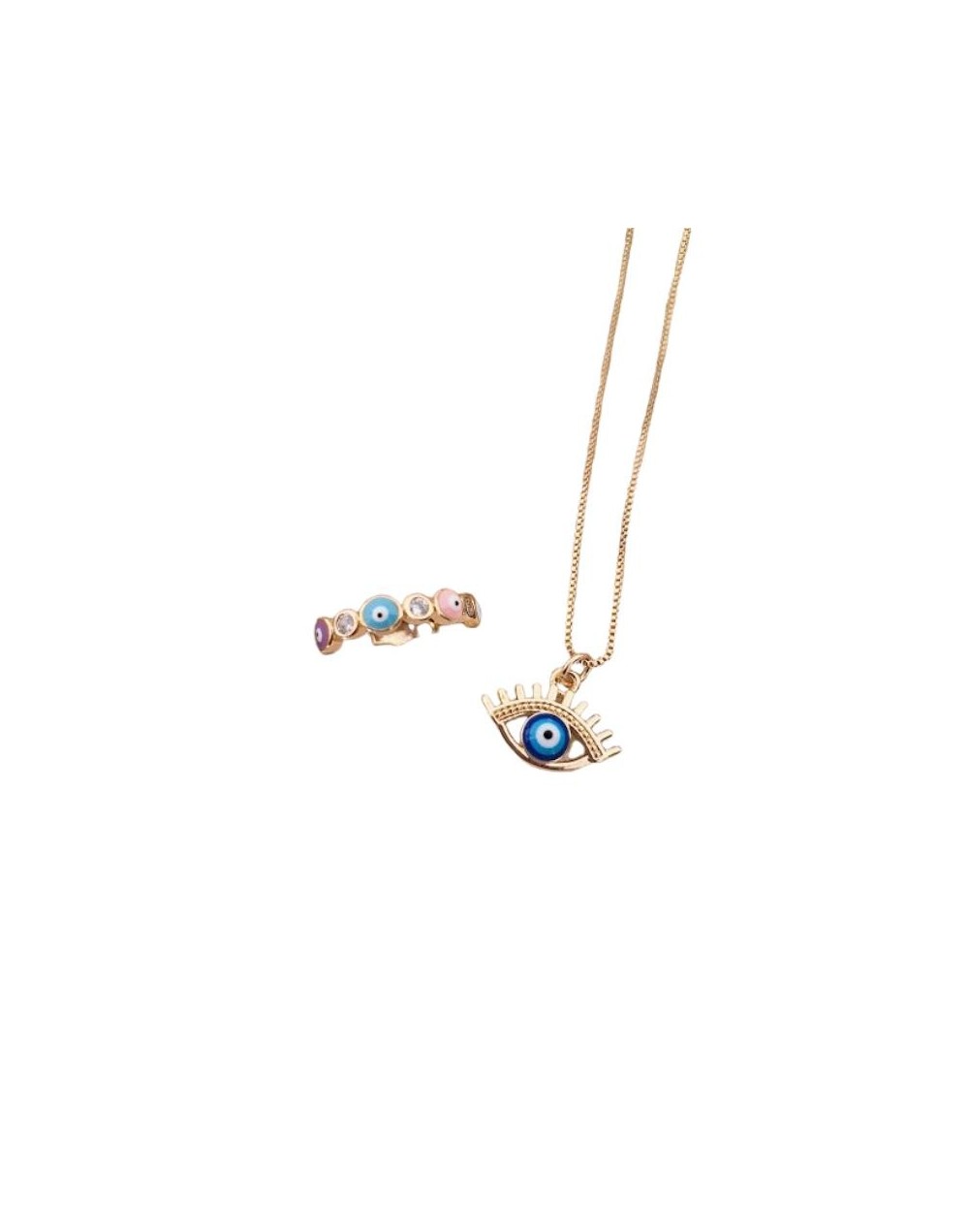 Set Cadena y Anillo – Protección con Ojo Turco