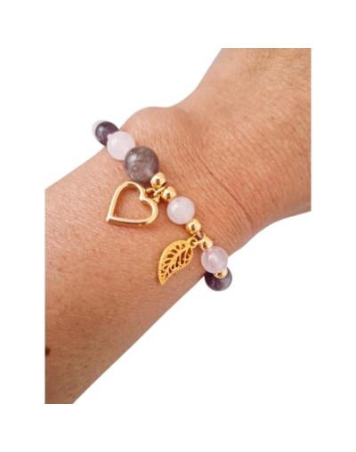 Pulsera de Cuarzo Amatista y Rosado – Armonía y Amor Interior
