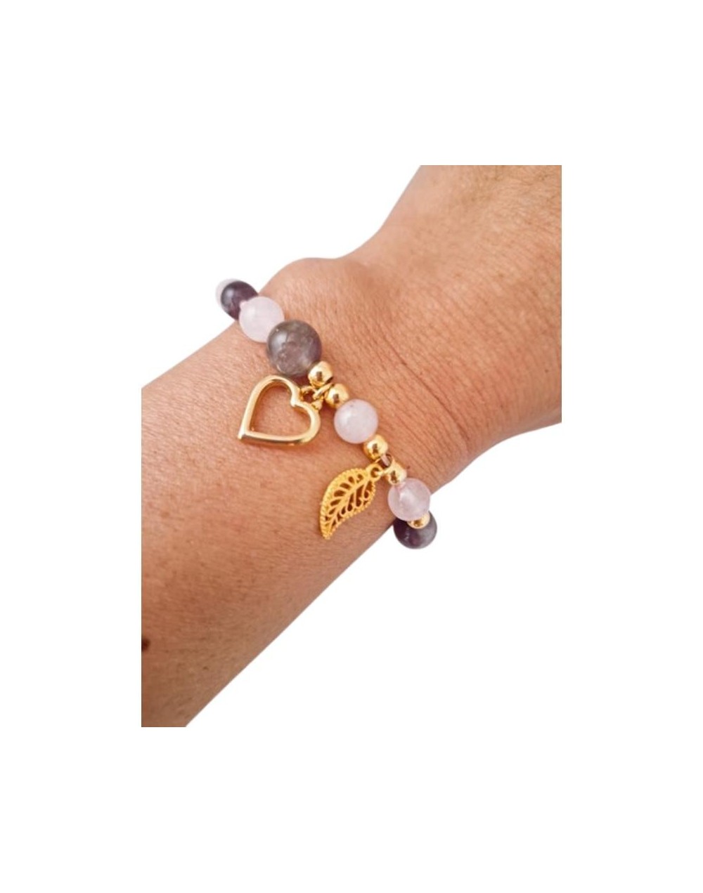 Pulsera de Cuarzo Amatista y Rosado – Armonía y Amor Interior
