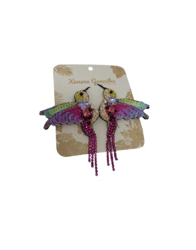 Aretes Colibrí Bordados