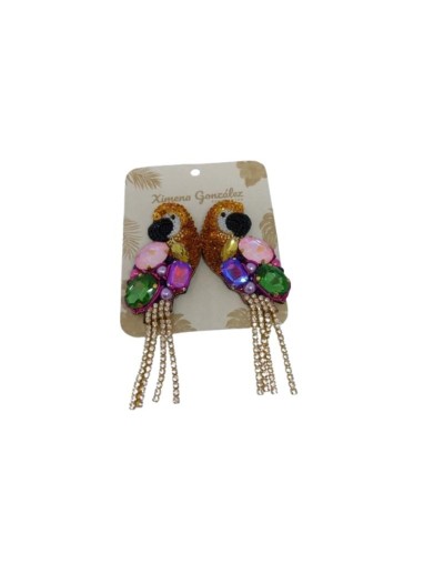 Aretes Loros Bordados Colores