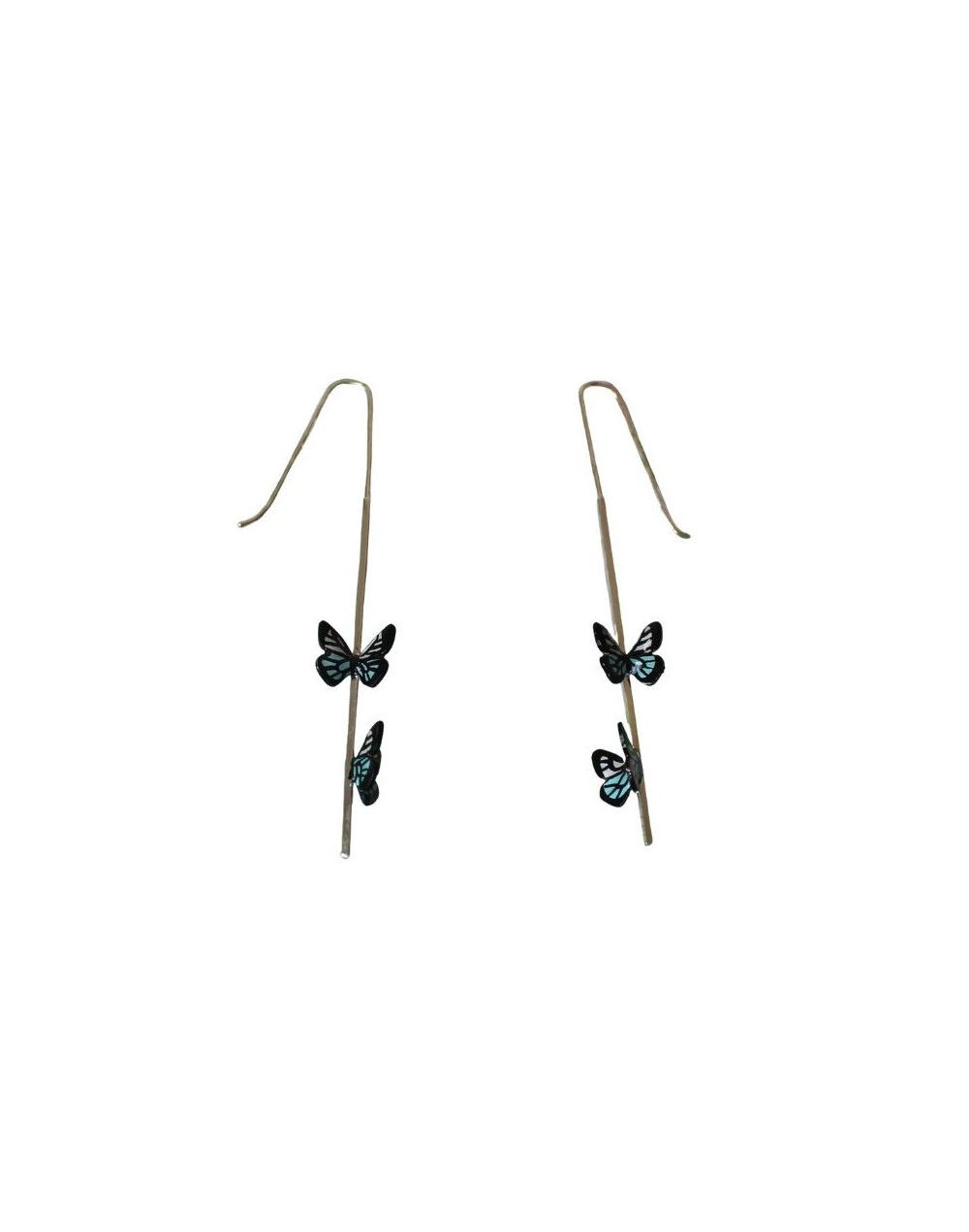 Aretes colgantes en plata 950 inspirados en mariposa Leptophobia – Tierra de Conejos Accesorios