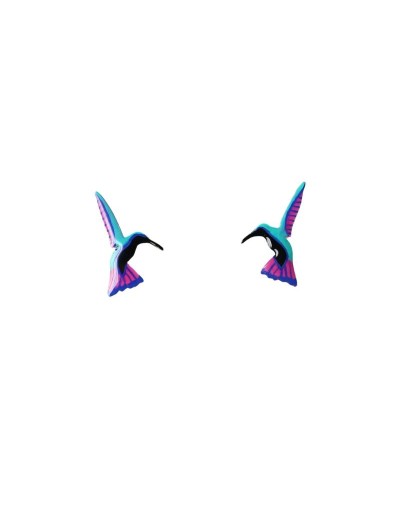 Aretes topos en plata 950 inspirados en colibrí pechinegro – Tierra de Conejos