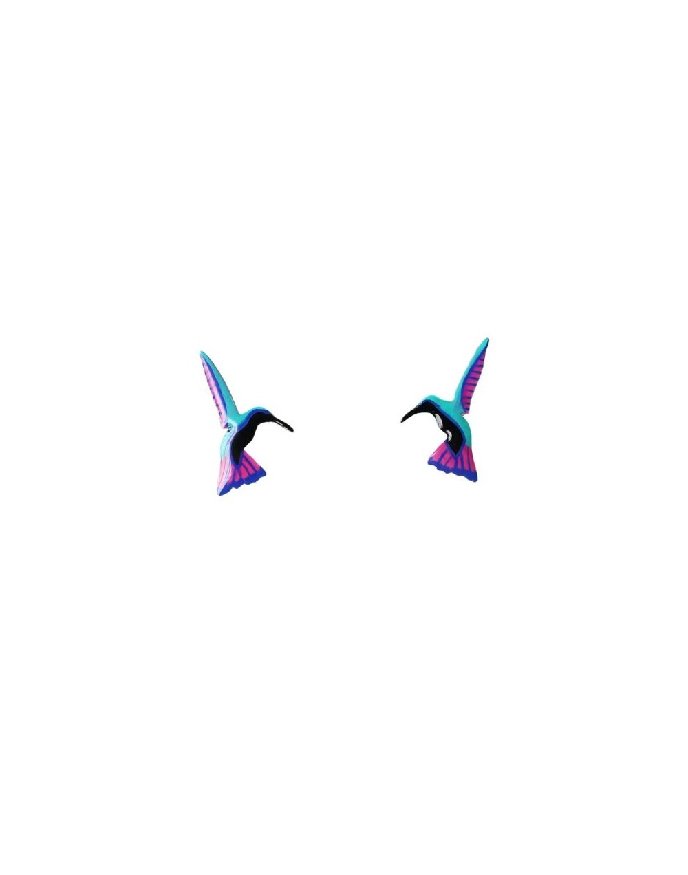 Aretes topos en plata 950 inspirados en colibrí pechinegro – Tierra de Conejos