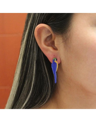 Aretes topos en plata 950 inspirados en el guacamayo azul – Tierra de Conejos Accesorios