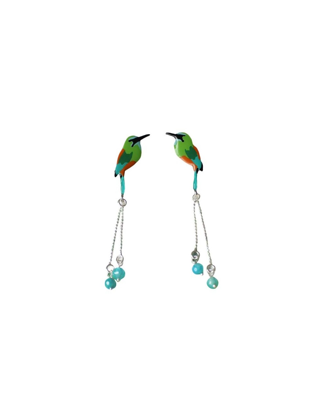 Aretes en plata 950 inspirados en el momoto cejiazul – Tierra de Conejos Accesorios