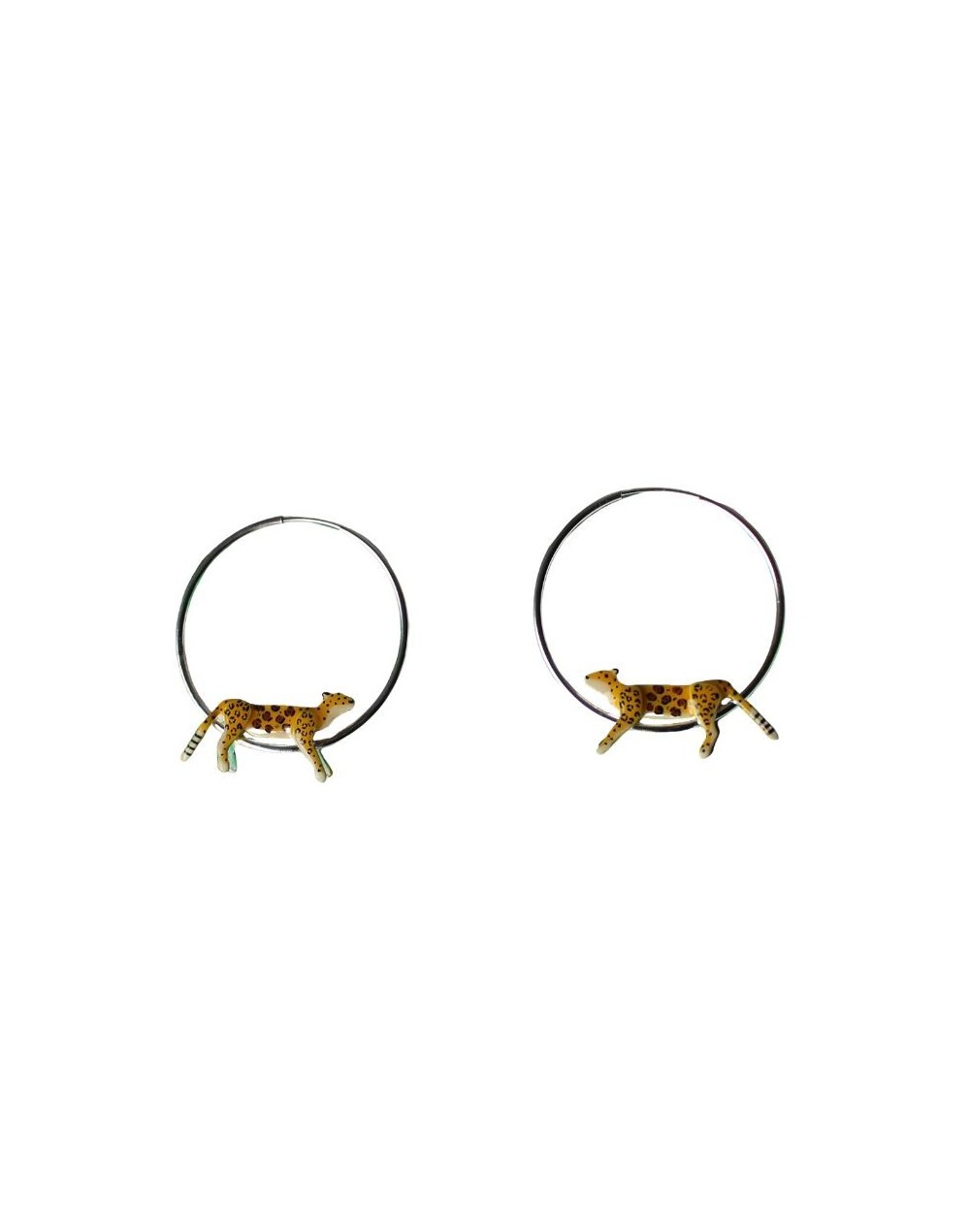 Aretes en plata 950 con diseño de jaguar acostado – Tierra de Conejos