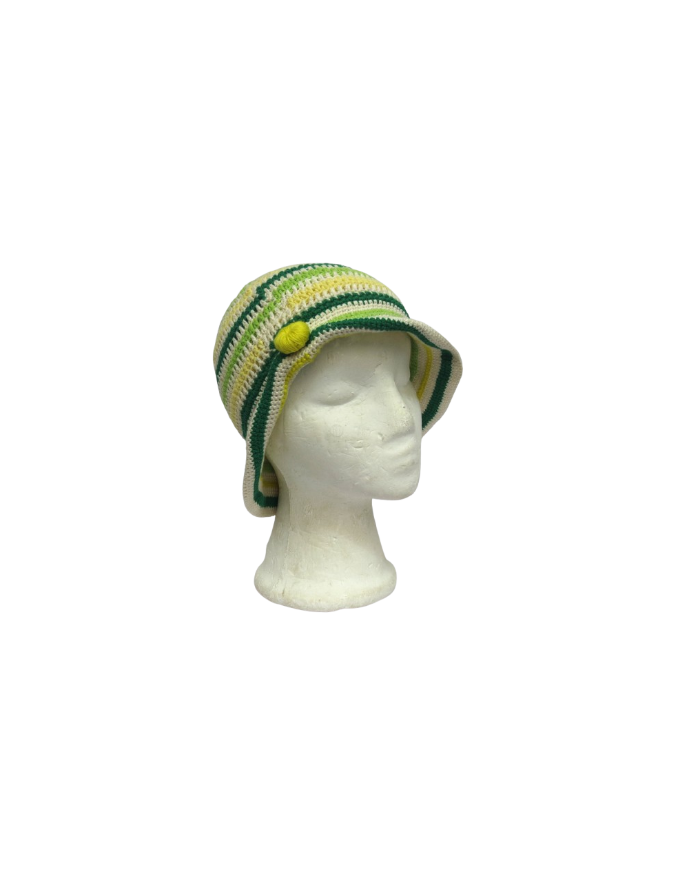 SOMBRERO ENCOCADO EN VERDES Y CON BOTON