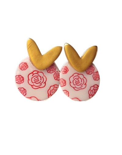 Aretes arcilla polimérica blancos con corazón