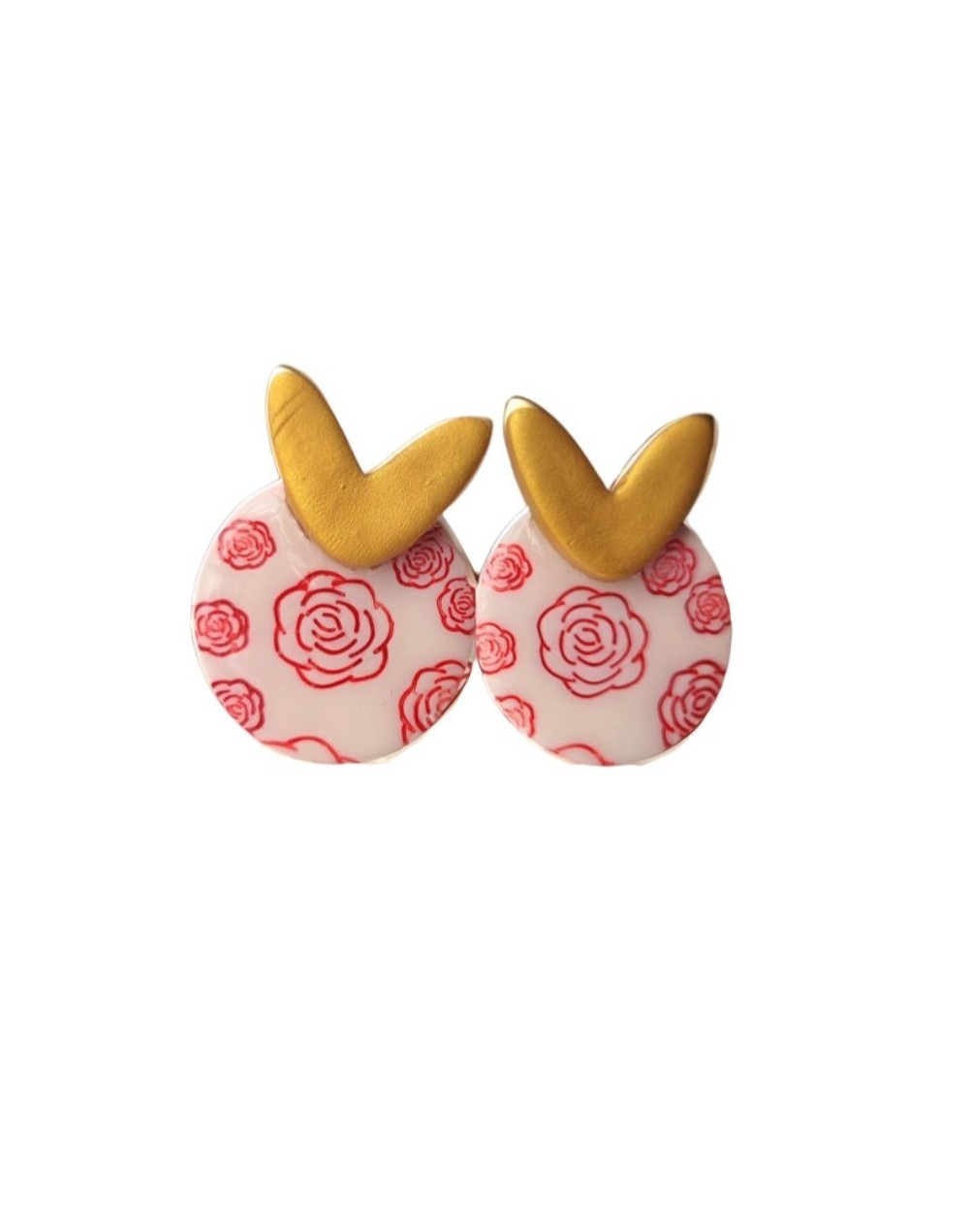 Aretes arcilla polimérica blancos con corazón