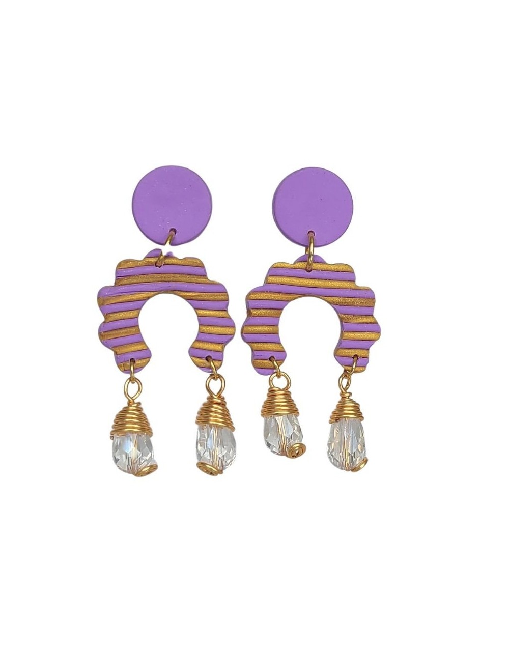 Aretes arcilla polimérica morados