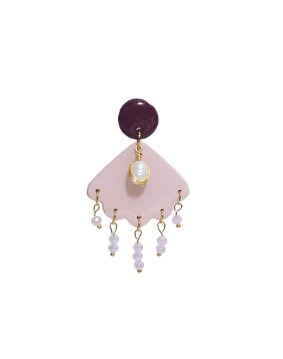 Aretes concha con perla de rio
