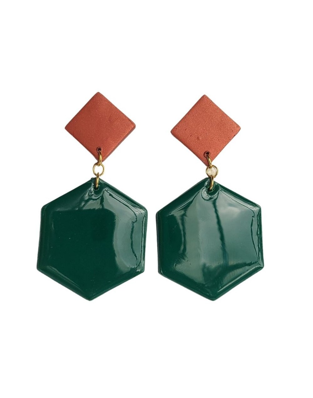 Aretes Rombo Verde Pino
