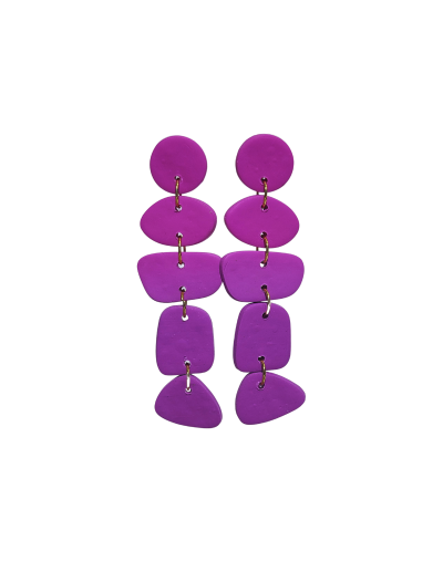 Aretes Geométricos Fucsia Degrade