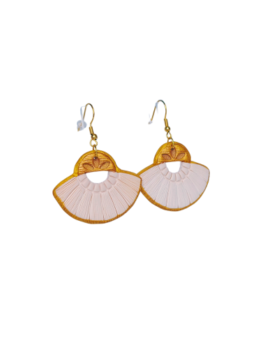 Aretes Macramé Abanico Blanco