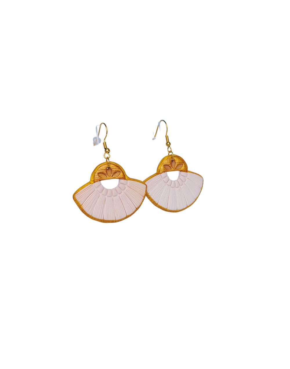 Aretes Macramé Abanico Blanco