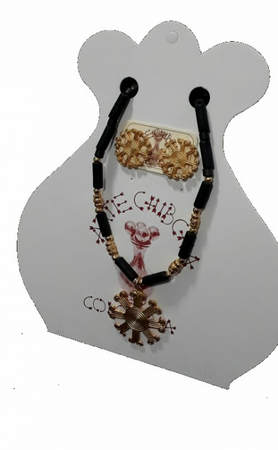 Set collar y aretes necklace and earring set Diseño hecho en filigrana Cultura Tairona Filigree design Tairona culture