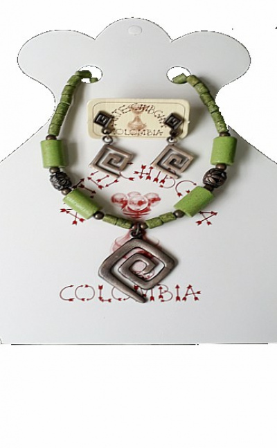 Set collar y aretes Necklace and earring set Dibujo tribal El infinito Cultura Sinú y Tairona Tribal drawing Infinity
