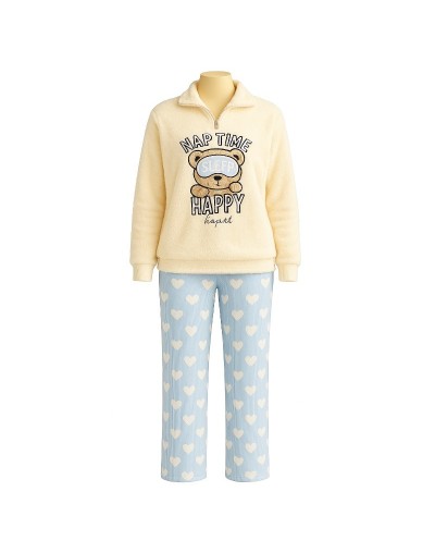 Pijama  semitérmica oso antifaz