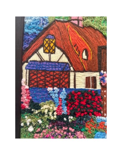 Cuadro bordado a mano Casa de las FLores