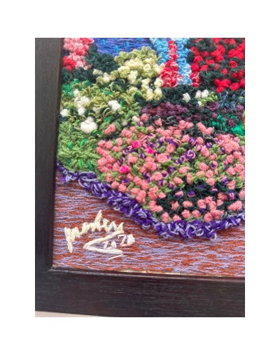 Cuadro bordado a mano Casa de las FLores