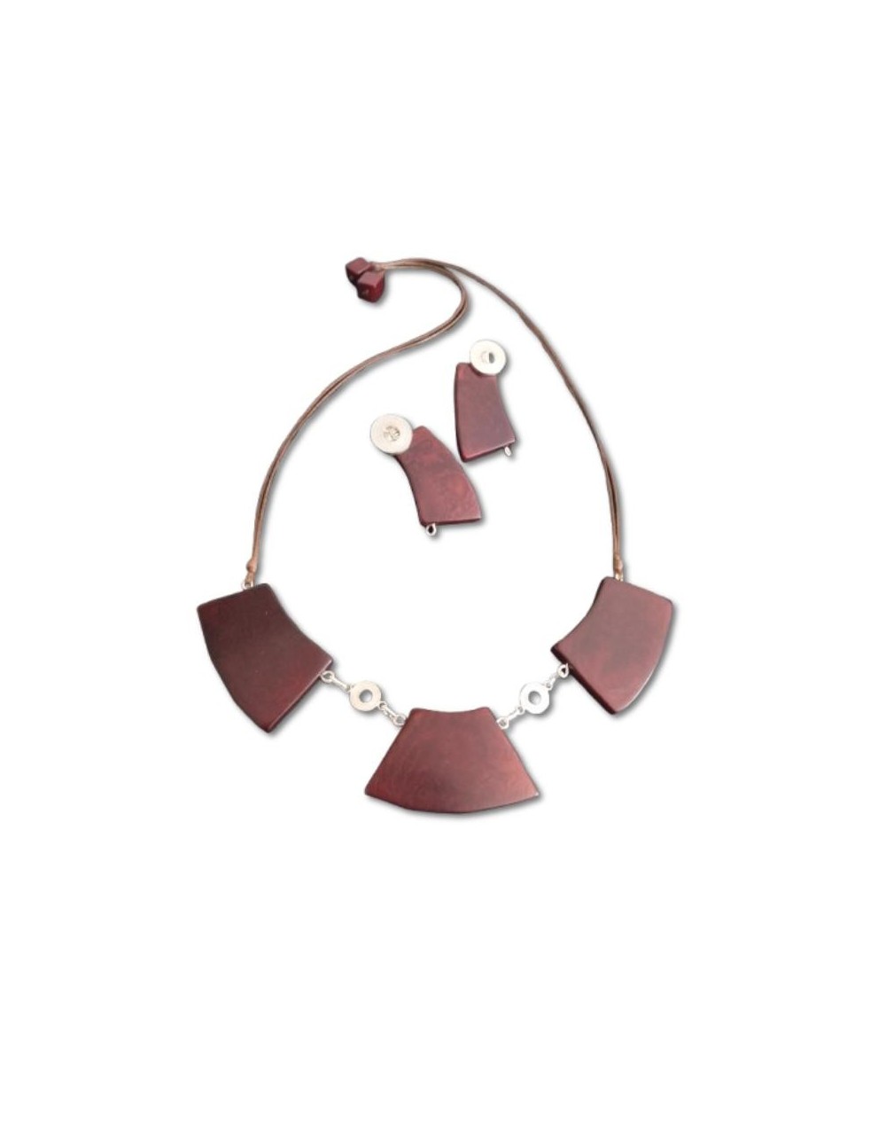 Conjunto Collar y Aretes en  Tagua Oro plata