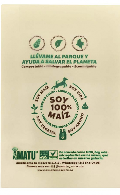 100 bolsas de maíz para recoger heces - ecológicas, biodegradables, compostables amatu
