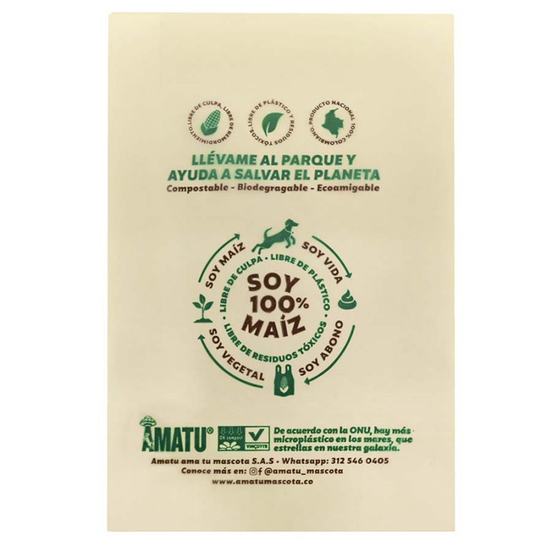 100 bolsas de maíz para recoger heces  ecológicas biodegradables compostables amatu