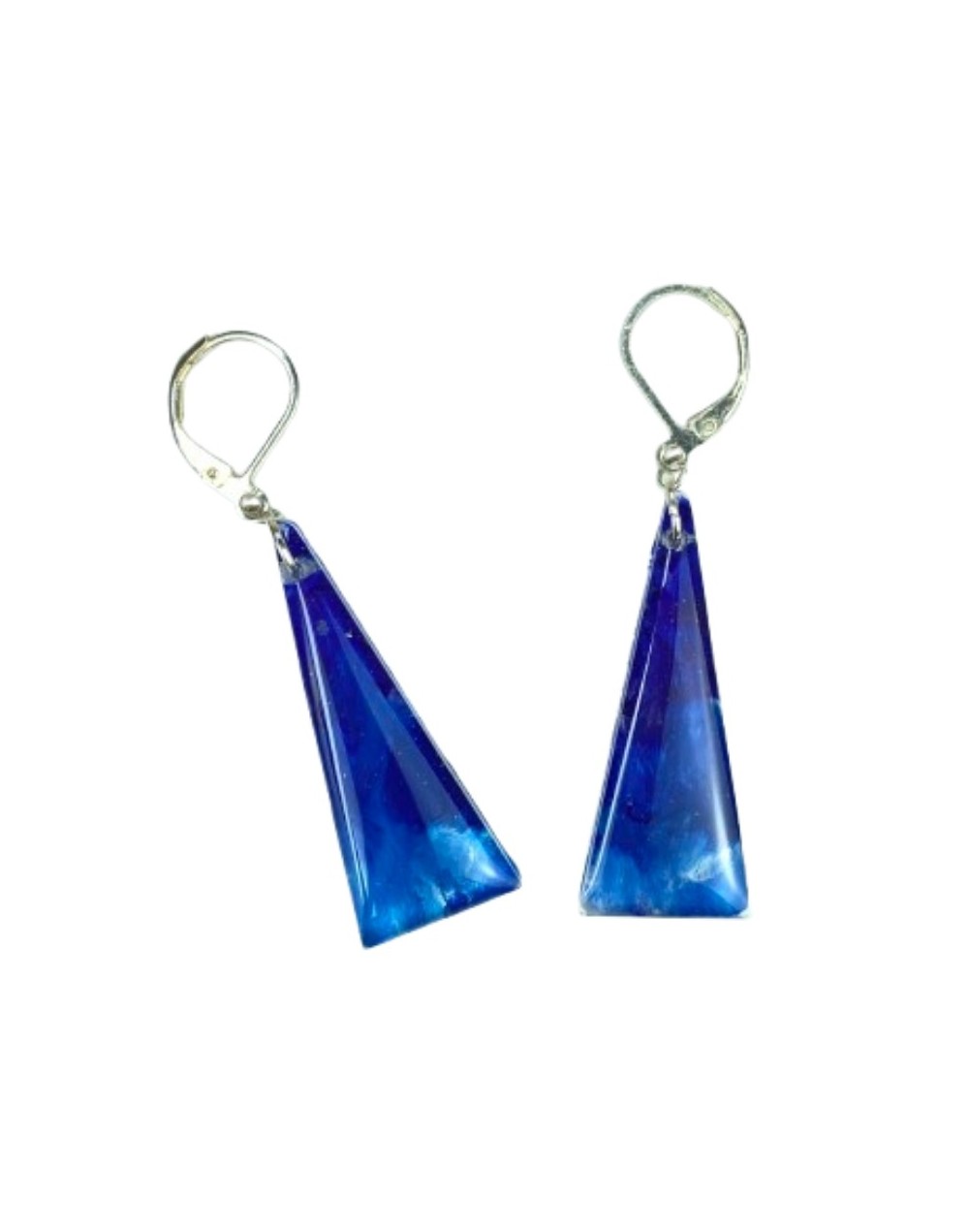 Aretes Triángulo Océano - Efecto Agua | Plata 925 | Mujerón ON!