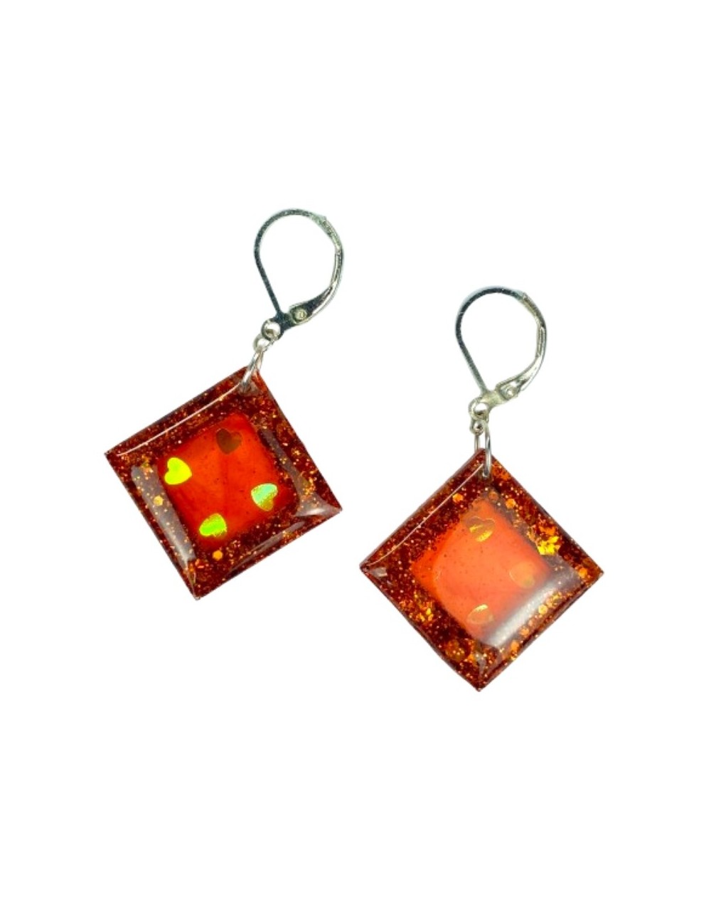 Aretes Cuadrados Iridiscentes - Plata 925 | Diseños Únicos | Mujerón ON!