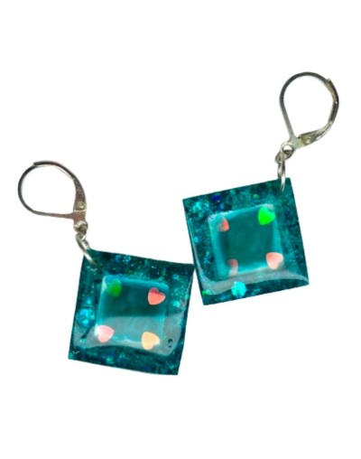 Aretes Cuadrados Iridiscentes - Plata 925 | Diseños Únicos | Mujerón ON!
