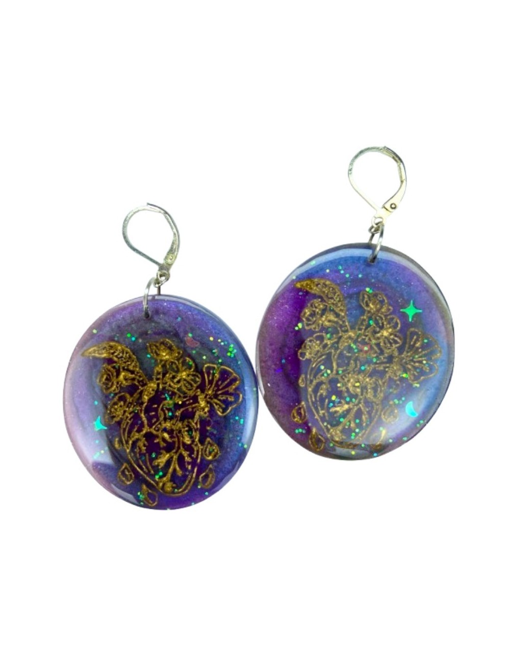 Aretes Corazón Biológico - Grabado con Flores | Plata 925 | Mujerón ON!